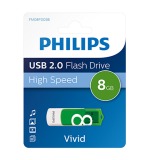 მეხსიერება USB 2.0 8GB Vivid Edition Green Philips..