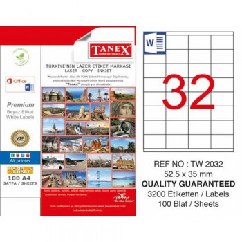 ლეიბლი A4 1x32 100ფ. (52,5x35) კუთხოვანი TANEX