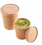 ქაღალდის სასუპე კრაფტი 32 Oz. 130*115*90მმ (25ც) თავსახურით